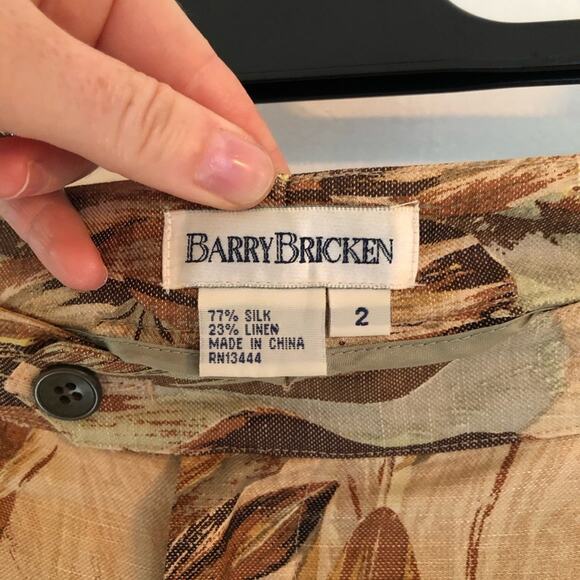 Vintage Barry Bricken Tropical Linen Silk Cropped Pants Size 2 - Picture 4 of 5